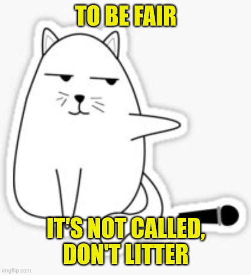 Cat mic drop | To be fair It's not called,
Don't litter | image tagged in cat mic drop | made w/ Imgflip meme maker