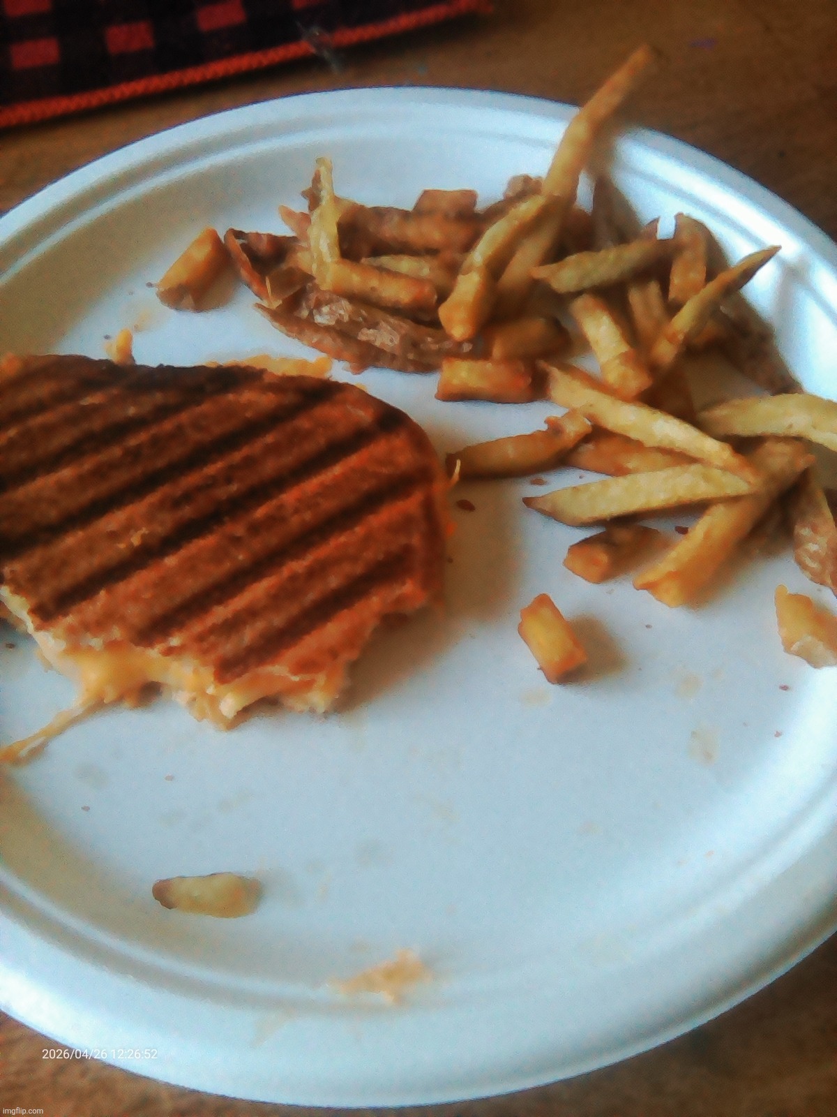 Peak lunch. Grilled cheese made by me and fries from a chip truck | made w/ Imgflip meme maker