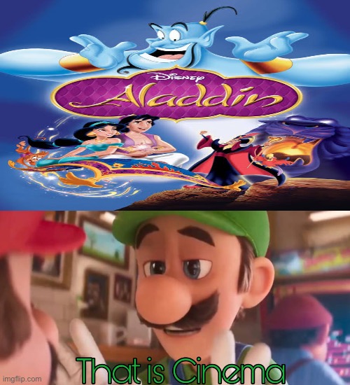 Luigi Calls Aladdin (1992) Cinema | image tagged in luigi calls what movie cinema,super mario,nintendo,disney,aladdin,memes | made w/ Imgflip meme maker