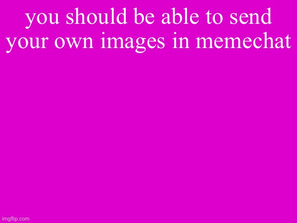 you should be able to send your own images in memechat | made w/ Imgflip meme maker