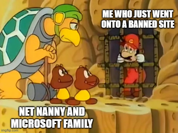 Now what? | me who just went onto a banned site; net nanny and microsoft family | image tagged in now what | made w/ Imgflip meme maker
