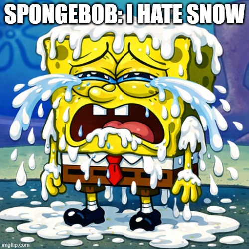 Snow | Spongebob: i hate snow | image tagged in spunchbop cum | made w/ Imgflip meme maker