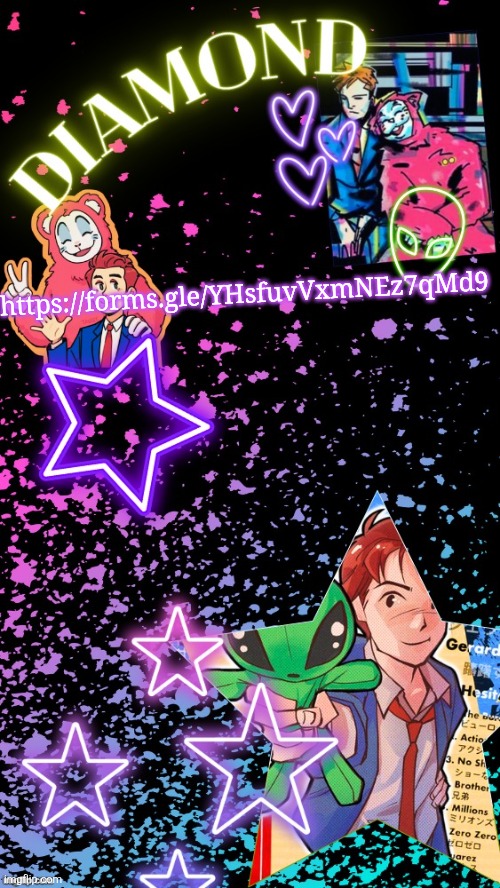 Confessions if you wanna | https://forms.gle/YHsfuvVxmNEz7qMd9 | image tagged in diamond's hesitant alien temp tysm disco | made w/ Imgflip meme maker
