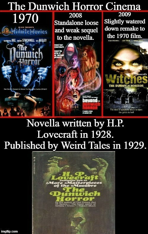 H.P. Lovecraft's The Dunwich Horror | image tagged in h p lovecraft,the dunwich horror,ed begley and dean stockwell,cosmic horror,google images,memes | made w/ Imgflip meme maker