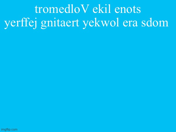 tromedloV ekil enots yerffej gnitaert yekwol era sdom | made w/ Imgflip meme maker
