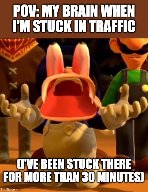 I hate traffic | POV: My brain when I'm stuck in traffic; (I've been stuck there for more than 30 minutes) | image tagged in smg4 screams,smg4 | made w/ Imgflip meme maker