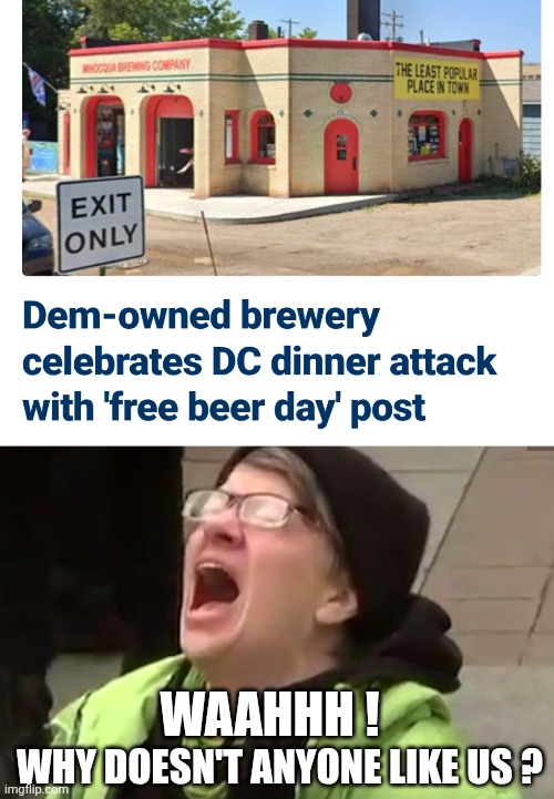 Notice no cars in the parking lot ? | Why doesn't anyone like us ? Waahhh ! | image tagged in screaming liberal,leftists,liberals,democrats,allen,policy | made w/ Imgflip meme maker