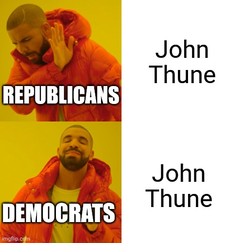 Backstabber | John Thune; Republicans; John Thune; Democrats | image tagged in memes,drake hotline bling | made w/ Imgflip meme maker