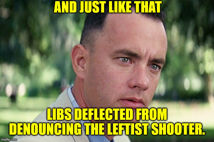 And Just Like That Meme | And just like that Libs deflected from denouncing the leftist shooter. | image tagged in memes,and just like that | made w/ Imgflip meme maker