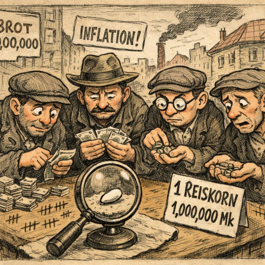 me and the boys counting marks to buy a grain of rice in weimar Blank Meme Template