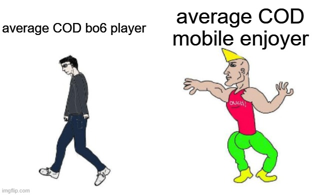 Virgin vs Chad | average COD mobile enjoyer; average COD bo6 player | image tagged in virgin vs chad | made w/ Imgflip meme maker