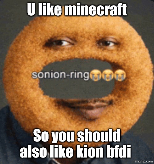 sonion ring | U like minecraft; So you should also like kion bfdi | image tagged in sonion ring | made w/ Imgflip meme maker