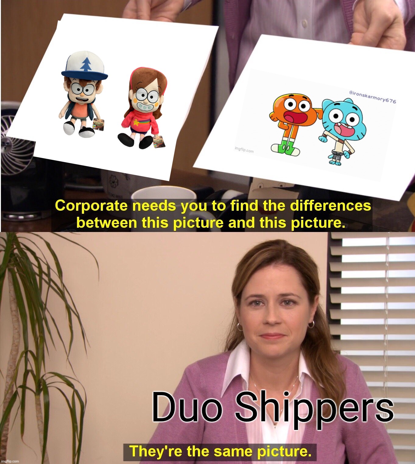 Pines ≠ Watterson | Duo Shippers | image tagged in memes,they're the same picture | made w/ Imgflip meme maker