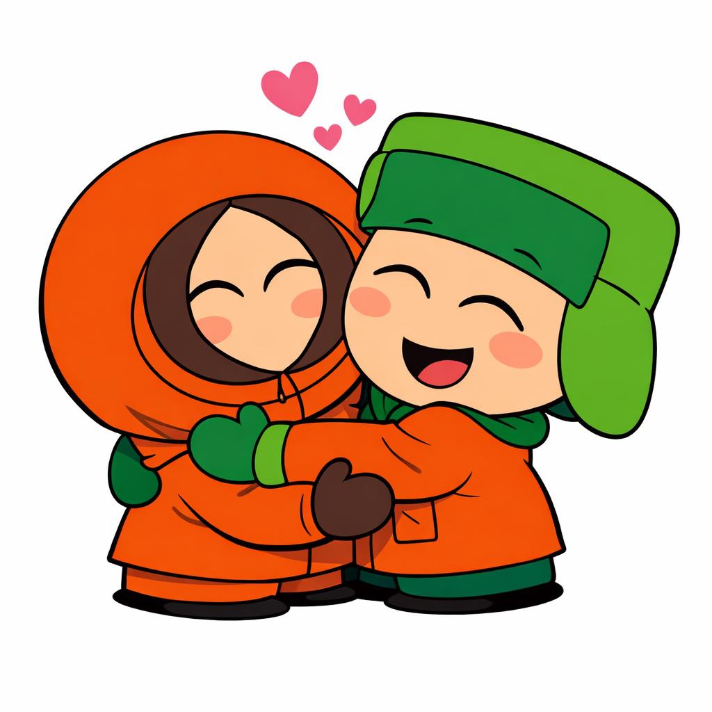Kenny from South Park and Kyle from South Park cutely hugging ea Blank Meme Template