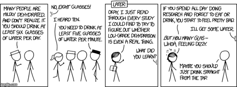 image tagged in dehydration,water,drink,drinking,advice,studies | made w/ Imgflip meme maker