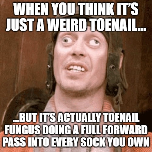 forward-pass-nrl.gif | When you think it’s just a weird toenail…; …but it’s actually toenail fungus doing a full forward pass into every sock you own | image tagged in forward-pass-nrl gif | made w/ Imgflip meme maker