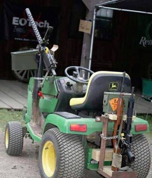 Machine Gun Lawnmower Blank Meme Template