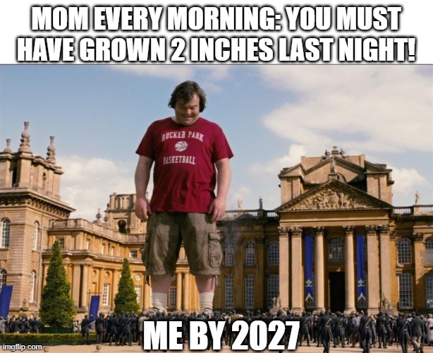 Growing boy | mom every morning: you must have grown 2 inches last night! me by 2027 | image tagged in funny | made w/ Imgflip meme maker