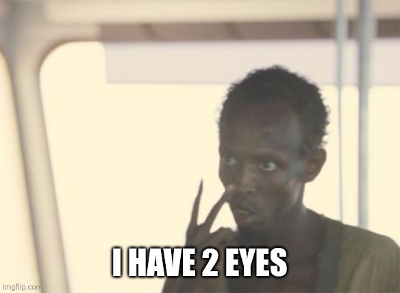 I have 2 eyes | I have 2 eyes | image tagged in memes,i'm the captain now | made w/ Imgflip meme maker