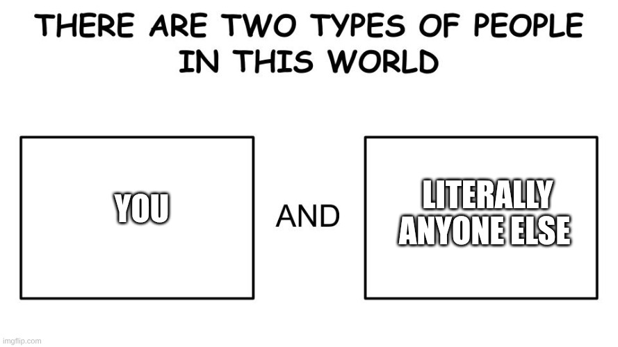 There are two types of people in this world | literally anyone else; you | image tagged in there are two types of people in this world | made w/ Imgflip meme maker