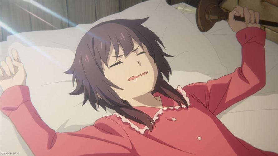 Megumin waking up | image tagged in megumin waking up | made w/ Imgflip meme maker
