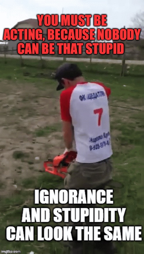 Message to TDS sufferers | You must be acting, because nobody can be that stupid | image tagged in stupidity,democrats,democratic socialism,tds | made w/ Imgflip meme maker