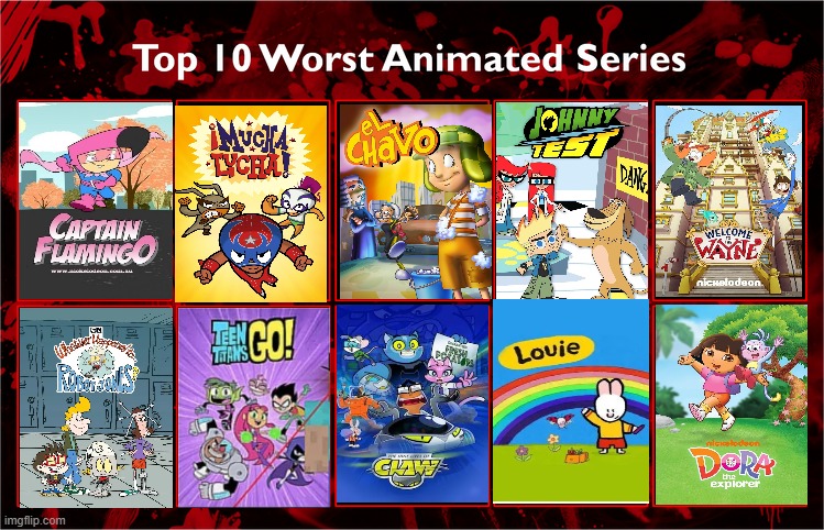 Top 10 shows that just tick me off | image tagged in top 10 worst animated series | made w/ Imgflip meme maker