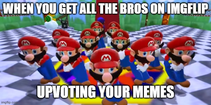 Mario Dancing (from SMG4) | when you get all the bros on imgflip; upvoting your memes | image tagged in mario dancing from smg4 | made w/ Imgflip meme maker