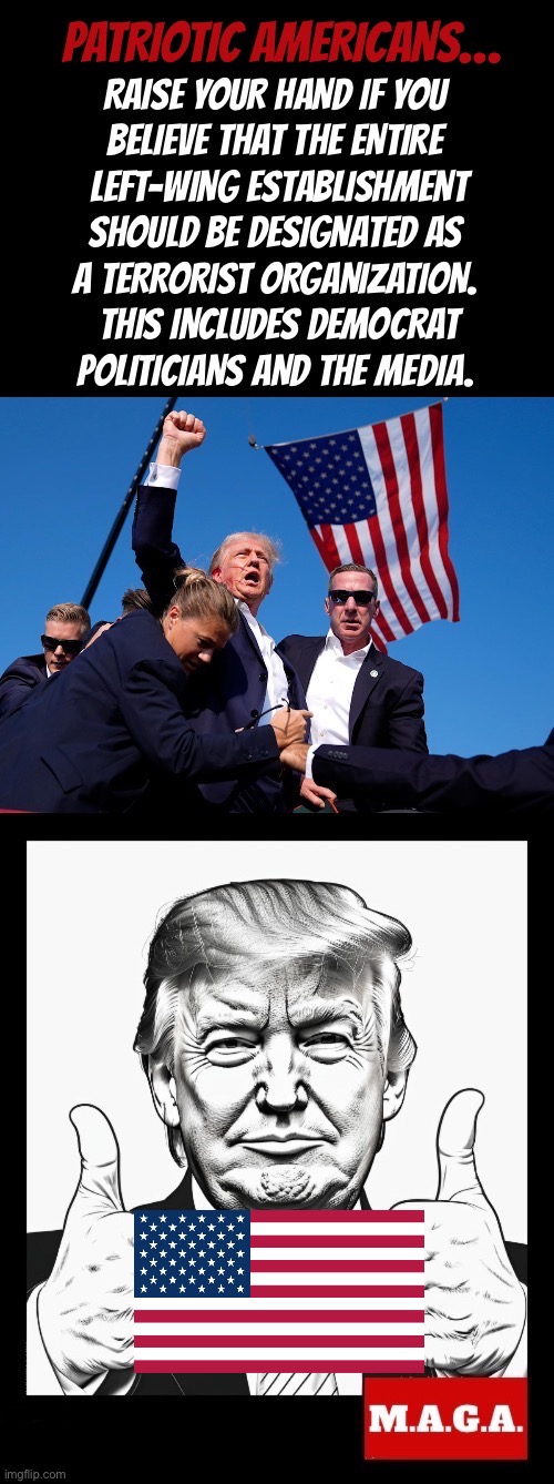 At this point in time that’s exactly what they are. The party of violence and terrorism. | image tagged in political meme,president trump,left wing establishment,designation,terrorist organization,scumbags | made w/ Imgflip meme maker