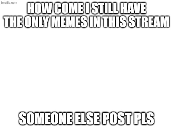 Please | how come i still have the only memes in this stream; someone else post pls | made w/ Imgflip meme maker
