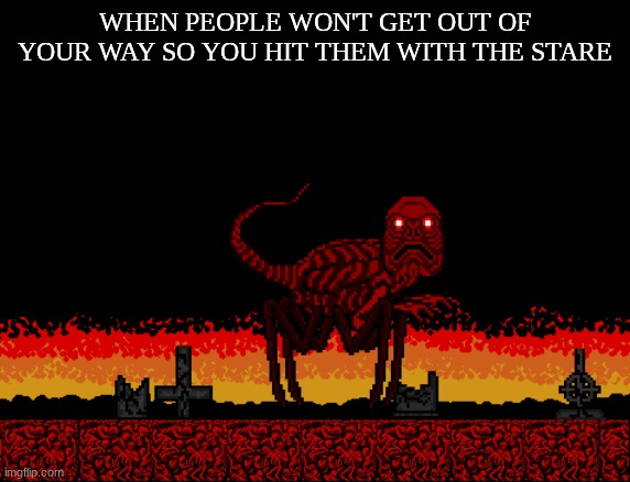 RED staring at you | When People won't get out of your way so you hit them with the stare | image tagged in red staring at you | made w/ Imgflip meme maker
