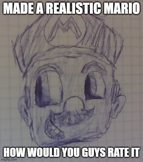 h | made a realistic mario; how would you guys rate it | image tagged in realistic | made w/ Imgflip meme maker
