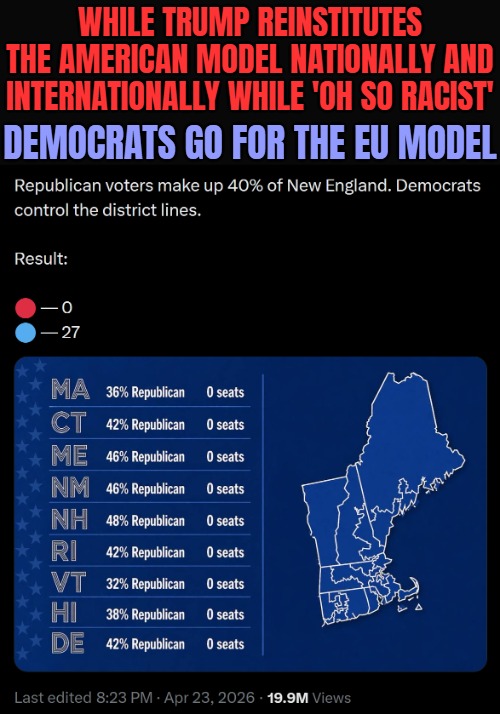 Destroying purple state after purple state, turning everything black n' white as old tradition. Taxation without representation | While Trump reinstitutes the American Model nationally and internationally while 'oh so racist'; Democrats go for the EU model | image tagged in donald trump,democrats,european union,politics,republicans | made w/ Imgflip meme maker