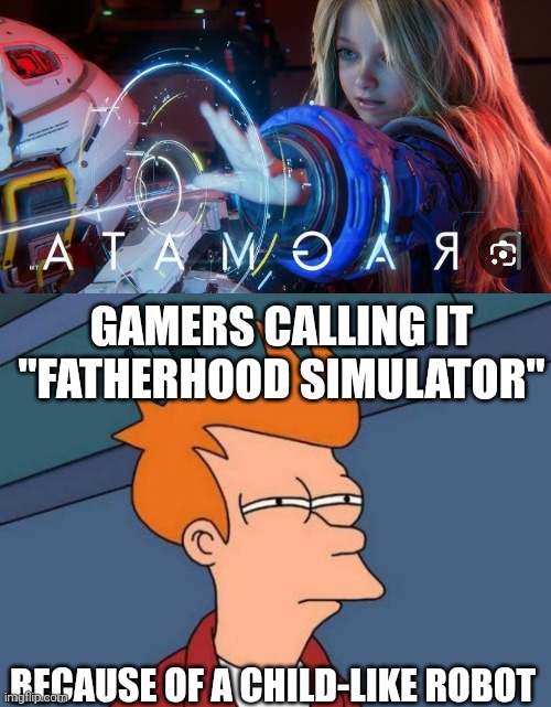 I hope you have deleted your old posts, gamer | Gamers calling it "fatherhood simulator"; because of a child-like robot | image tagged in memes,futurama fry | made w/ Imgflip meme maker