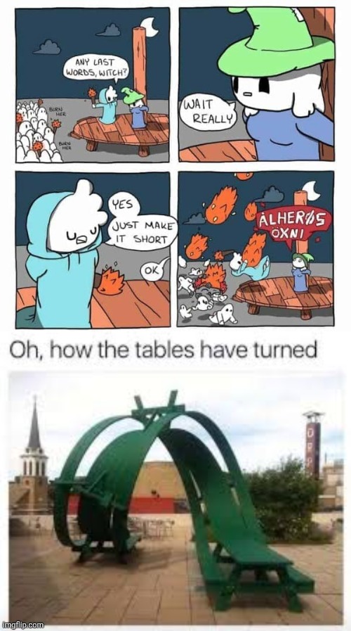 Fires | image tagged in oh how the tables have turned,fire,dark humor,comic,memes,witch | made w/ Imgflip meme maker