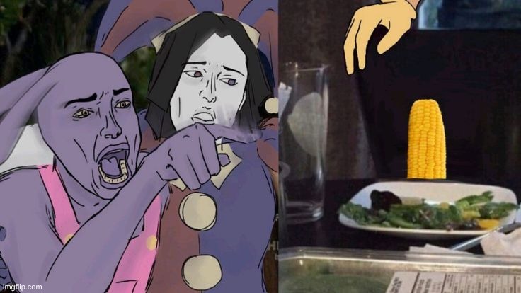 Like the New Template: | image tagged in jax yelling at corn | made w/ Imgflip meme maker