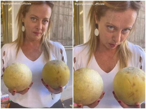 Giorgia Meloni holding melons Blank Meme Template