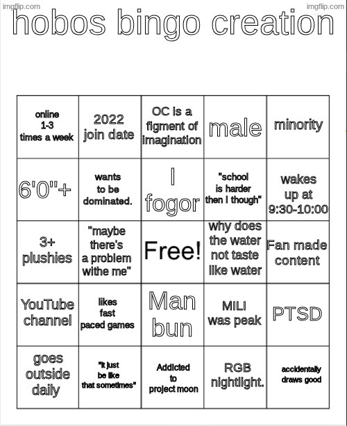 Hobo bingo | image tagged in hobo bingo | made w/ Imgflip meme maker