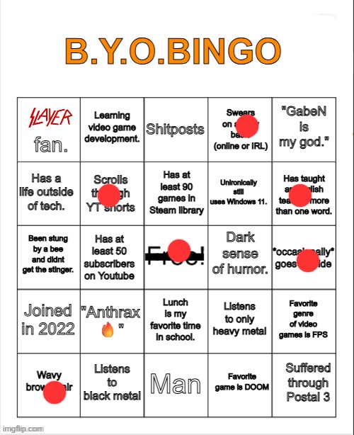 B.Y.O.BINGO | image tagged in b y o bingo | made w/ Imgflip meme maker