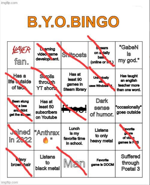 B.Y.O.BINGO | image tagged in b y o bingo | made w/ Imgflip meme maker