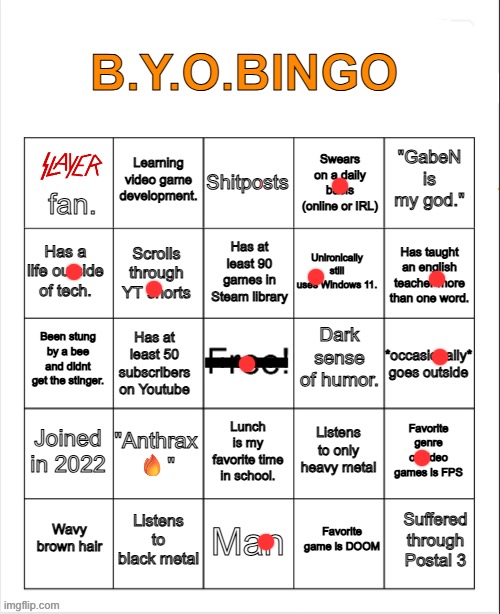 B.Y.O.BINGO | image tagged in b y o bingo | made w/ Imgflip meme maker