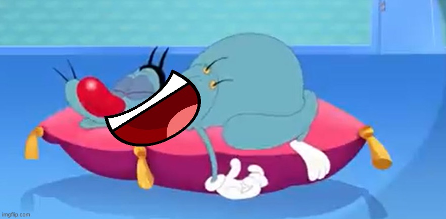 BFDI MOUTH ATTACK | image tagged in oggy sleeping | made w/ Imgflip meme maker