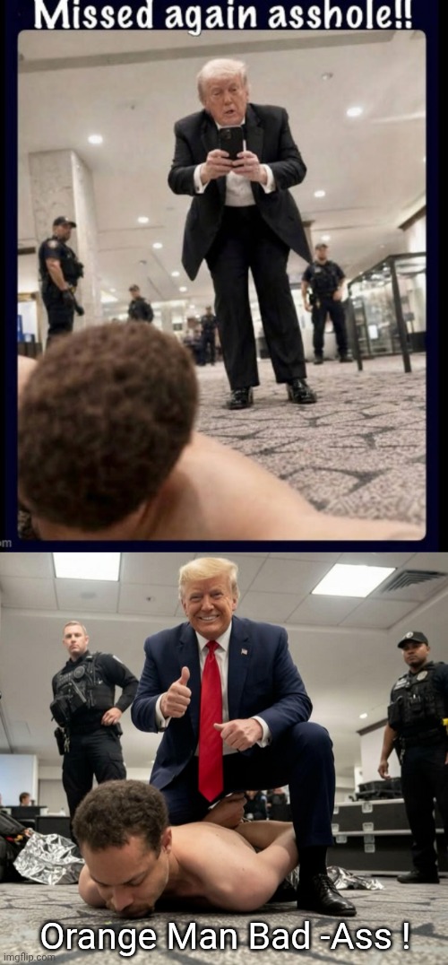 Orange Man VS Assassin Blank Meme Template