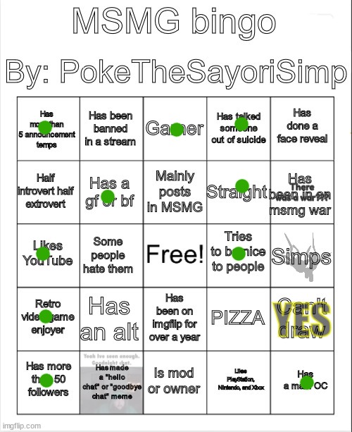 MSMG bingo by poke | There was a war??? Yes | image tagged in msmg bingo by poke | made w/ Imgflip meme maker