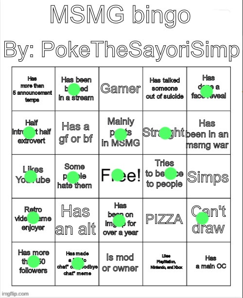 MSMG bingo by poke | image tagged in msmg bingo by poke,msmg | made w/ Imgflip meme maker