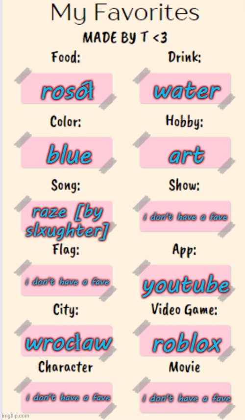 . | water; rosół; art; blue; raze [by slxughter]; i don't have a fave; i don't have a fave; youtube; wrocław; roblox; i don't have a fave; i don't have a fave | image tagged in my favorites made by t,h | made w/ Imgflip meme maker