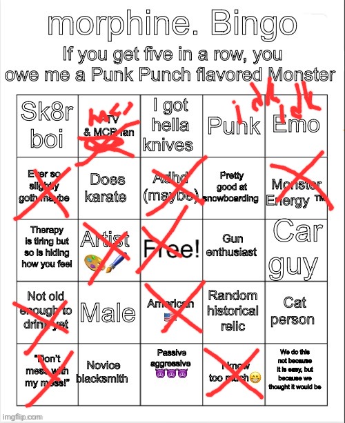 morphine. Bingo | image tagged in morphine bingo | made w/ Imgflip meme maker