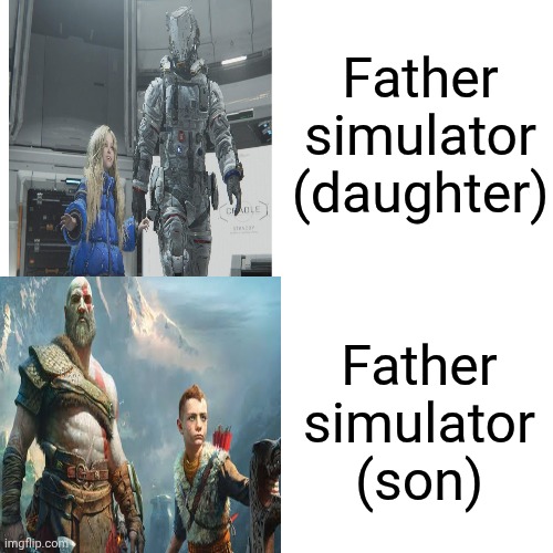 Games to play depending on your child's gender | Father simulator (daughter); Father simulator (son) | image tagged in gaming | made w/ Imgflip meme maker