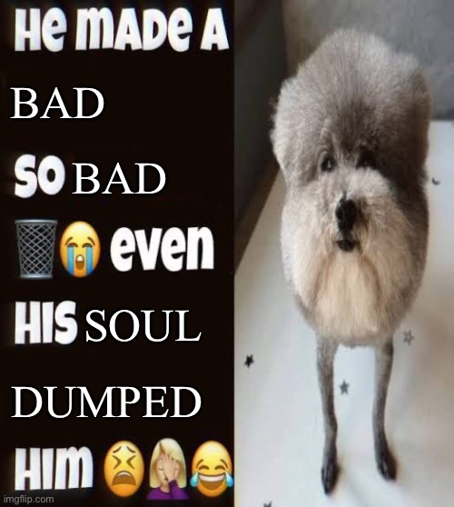 He made a statement so trash | Bad; Bad; Soul; Dumped | image tagged in he made a statement so trash | made w/ Imgflip meme maker