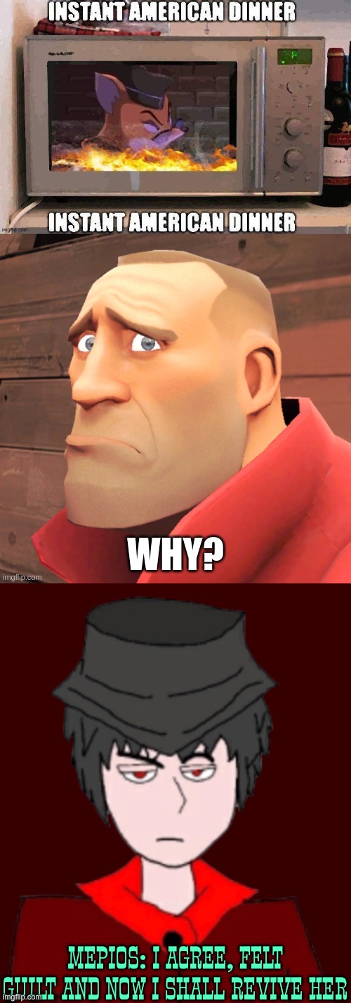 Mepios’s redemption | Mepios: I agree, felt guilt and now I shall revive her | image tagged in transparent mepios prohibited i,mepios,cowboy | made w/ Imgflip meme maker